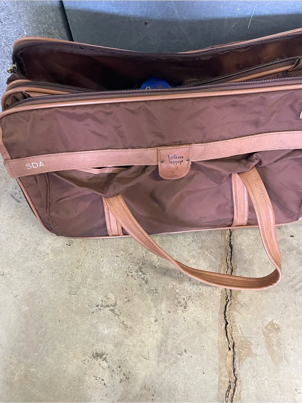 Vintage Hartmann Luggage Brown Tan Softside Garment Travel Suitcase Bag Lock